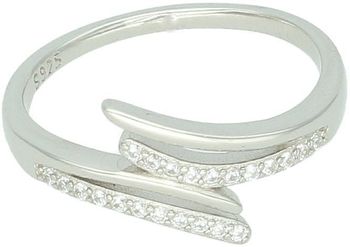Delikatny srebrny pierścionek 925 zdobiony błyszczącymi cyrkoniami. Szerokość góry 9 mm, szyny 2 mm, waga 2,10 g. Model DIA-PRS-13377-925 – kobieca elegancja na co dzień.1.jpg
