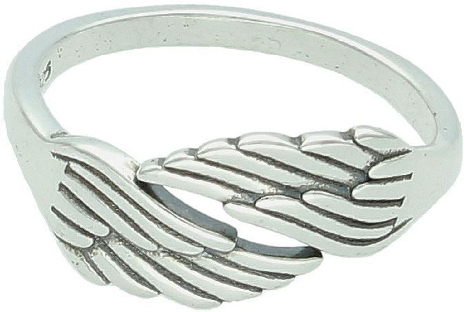 Pierścionek srebrny 925 DIA-PRS-13383-925 z motywem dwóch piórek, element ozdobny 1,5 × 0,9 cm, szerokość szyny 2 mm, waga 2,60 g. Symboliczna i stylowa biżuteria dla kobiet.1.jpg