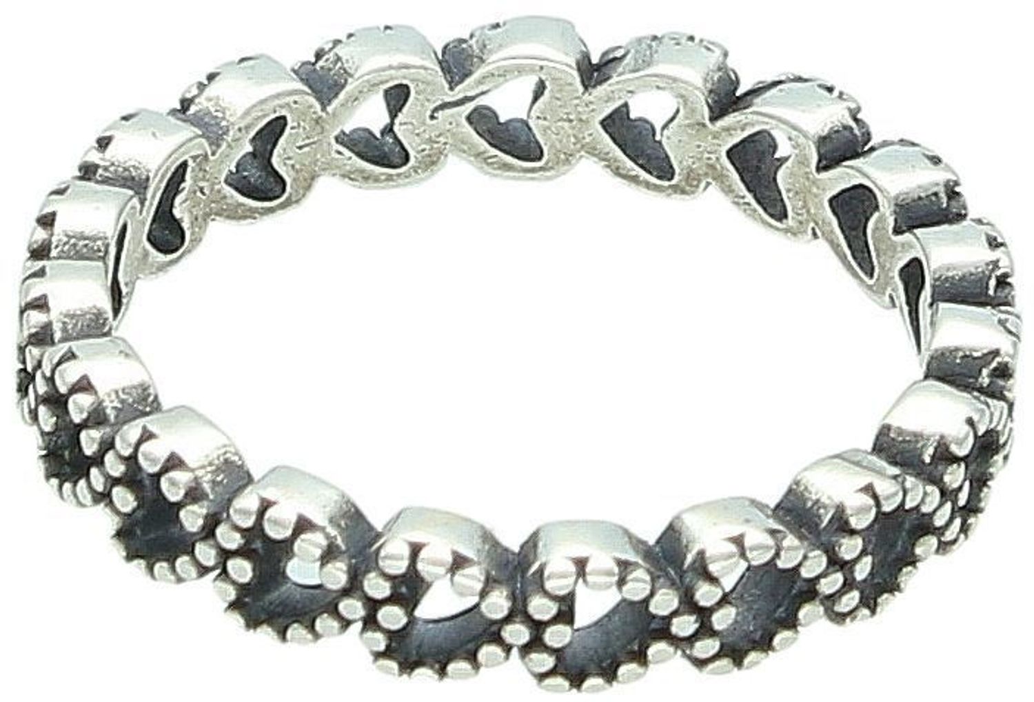 Romantyczny srebrny pierścionek damski 925 DIA-PRS-13388-925 z ażurowych serduszek. Szerokość 4 mm, waga 2,00 g. Delikatny i kobiecy dodatek – idealny na prezent z uczuciem.1.jpg