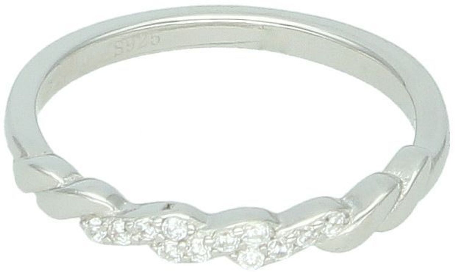 Delikatny pierścionek damski srebrny 925 DIA-PRS-13391-925 z drobnymi cyrkoniami. Szerokość 2 mm, waga 1,40 g. Subtelna i elegancka biżuteria na każdą okazję.1.jpg