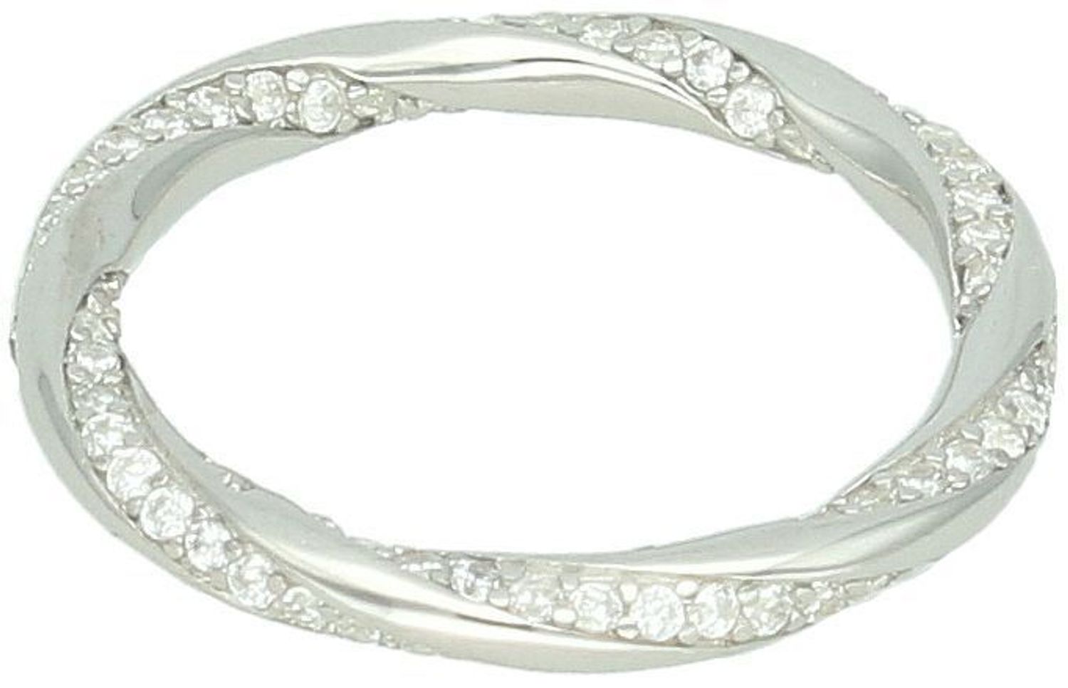 Elegancki srebrny pierścionek próby 925 o skręconym wzorze z cyrkoniami. Waga 2,00 g, szerokość 3 mm. Idealny na co dzień i na prezent. Sprawdź model DIA-PRS-13479-925!1.jpg