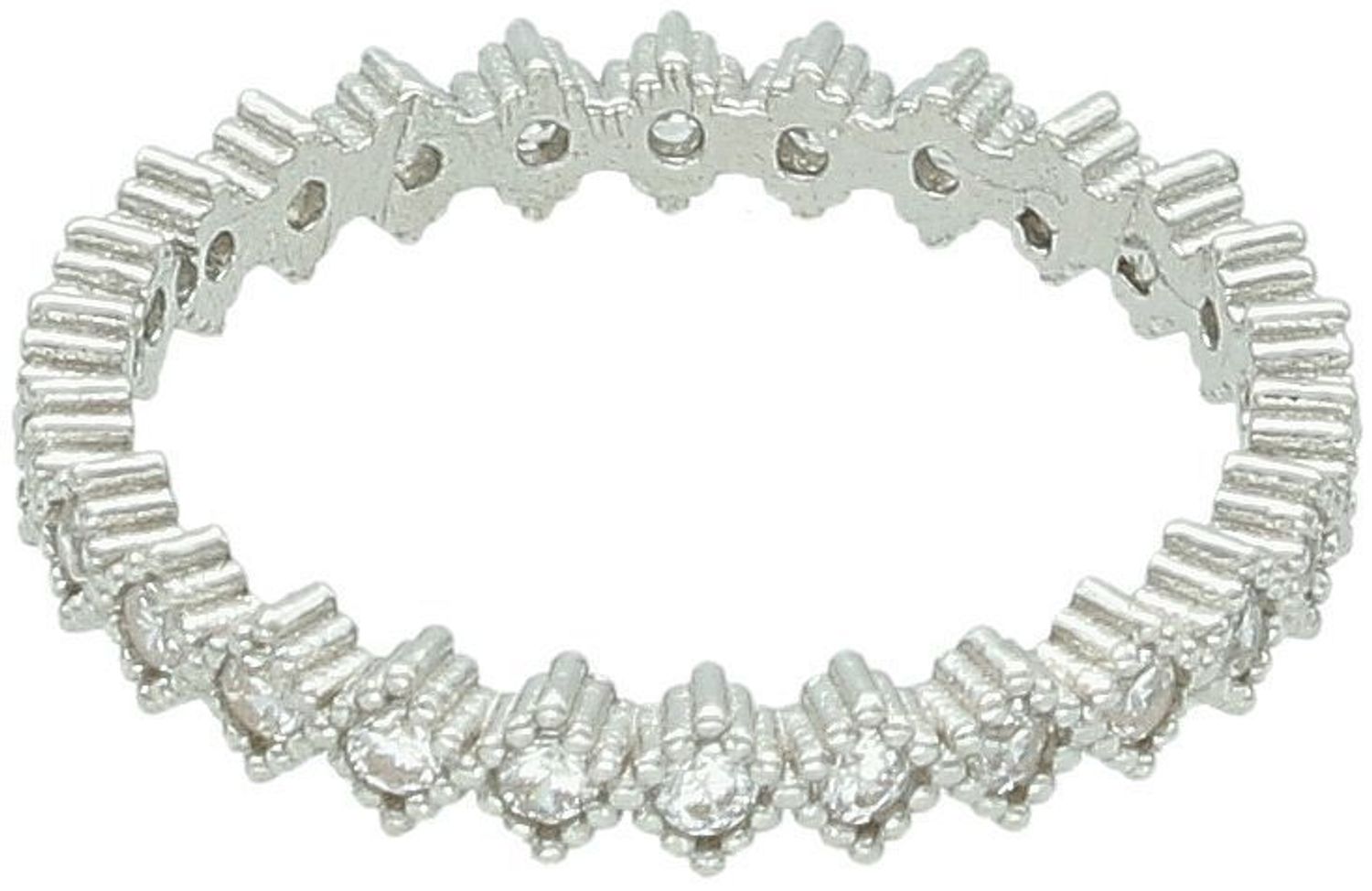 Pierścionek srebrny 925 DIA-PRS-13484-925, szerokość 3 mm, zdobiony dookoła białymi cyrkoniami. Waga 2,30 g. Klasyczna i elegancka biżuteria na co dzień i specjalne okazje.1.jpg