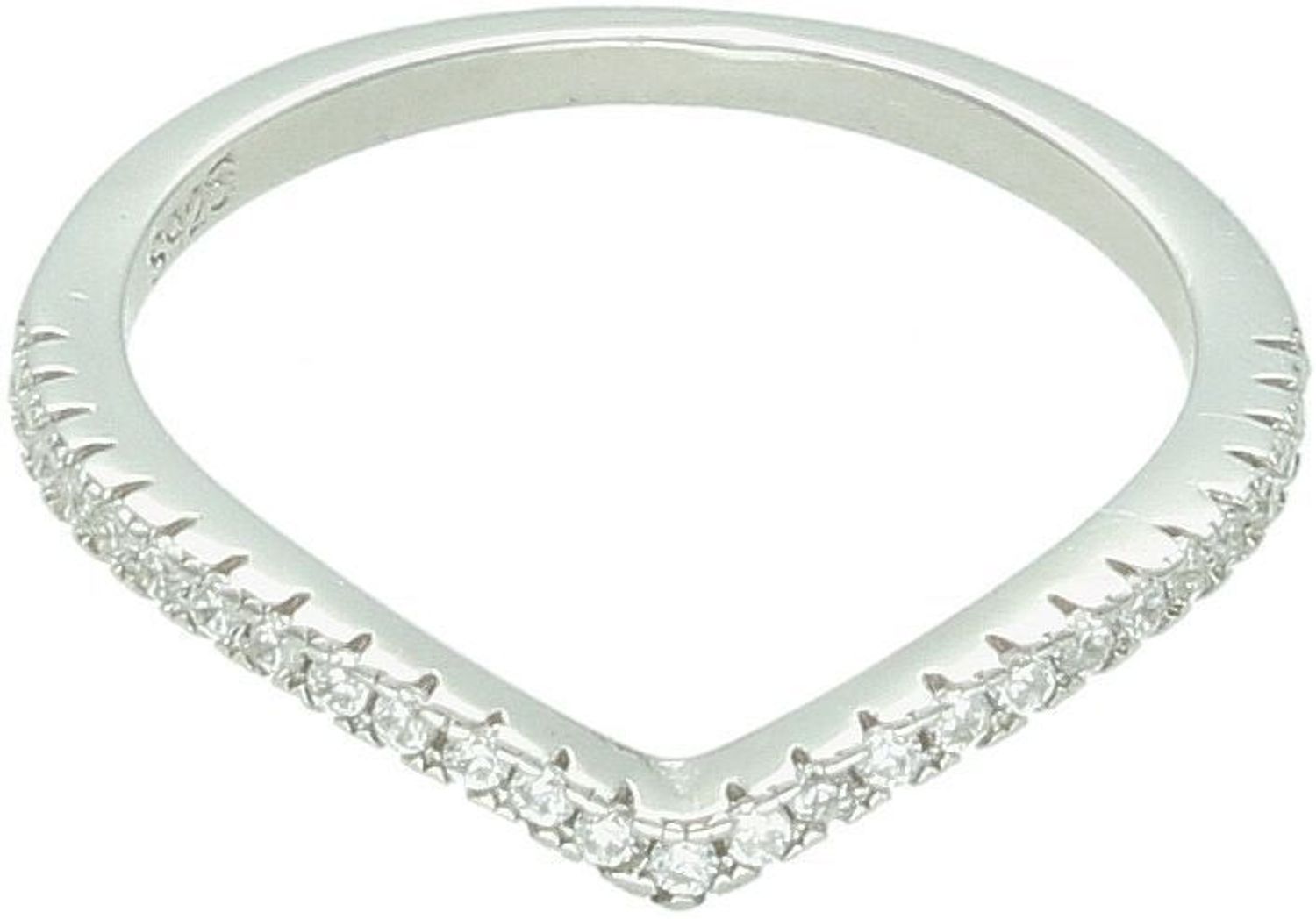 Lekki srebrny pierścionek damski próby 925 z cyrkoniami. Waga 1,60 g, szerokość szyny 2 mm. Subtelna biżuteria na co dzień i na prezent. Sprawdź model DIA-PRS-13485-925.1.jpg