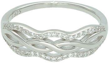 Srebrny pierścionek próby 925 o nieregularnym kształcie z cyrkoniami. Elegancki i oryginalny design. Waga 2,30 g.1.jpg