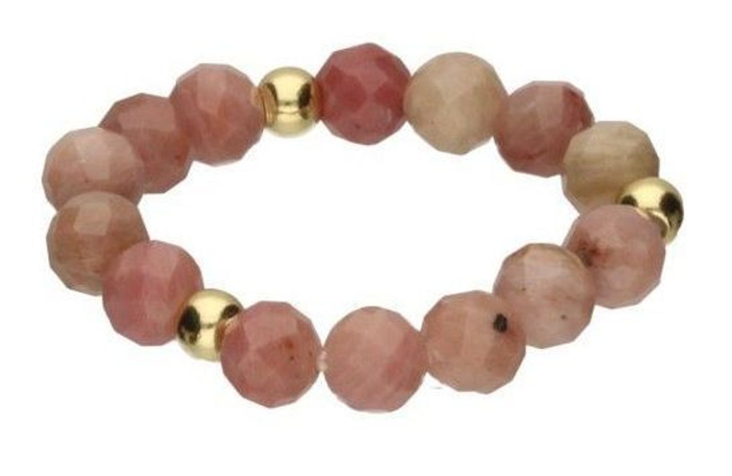 Pierścionek z fasetowanego rodochrozytu na elastycznej żyłce. Model DIA-PRS-13817-925 ze srebra 925 pozłacanego 24K złotem. Naturalna elegancja i duchowa harmonia.1545.jpg