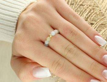 Pierścionek z morganitem – srebro 925 pozłacane 24K, fasetowane kamienie naturalne, elastyczna żyłka Ag.jpg