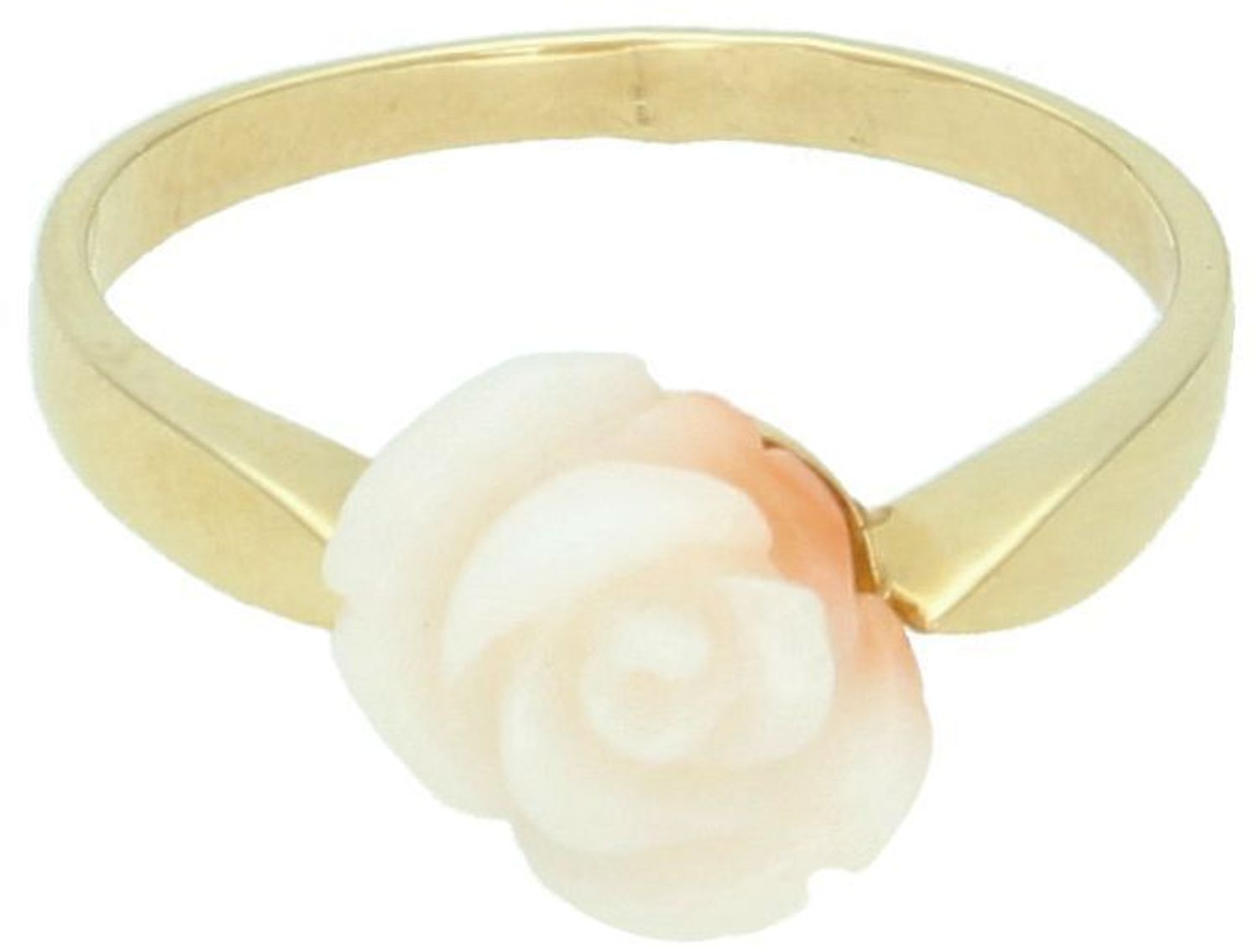 Pierścionek złoty Koral różyczka pr 585, DIA-PRS-1392-585 Pierścionek złoty ozdobiony koralem w formie róży. Pierścionek wykonany z zachowaniem dbałości o każdy szczegół i detal. 1.jpg