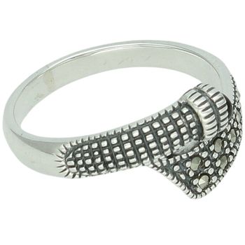 Srebrny Pierścionek Damski Próby 925 z Markazytami – Rozmiar 16 bok.jpg