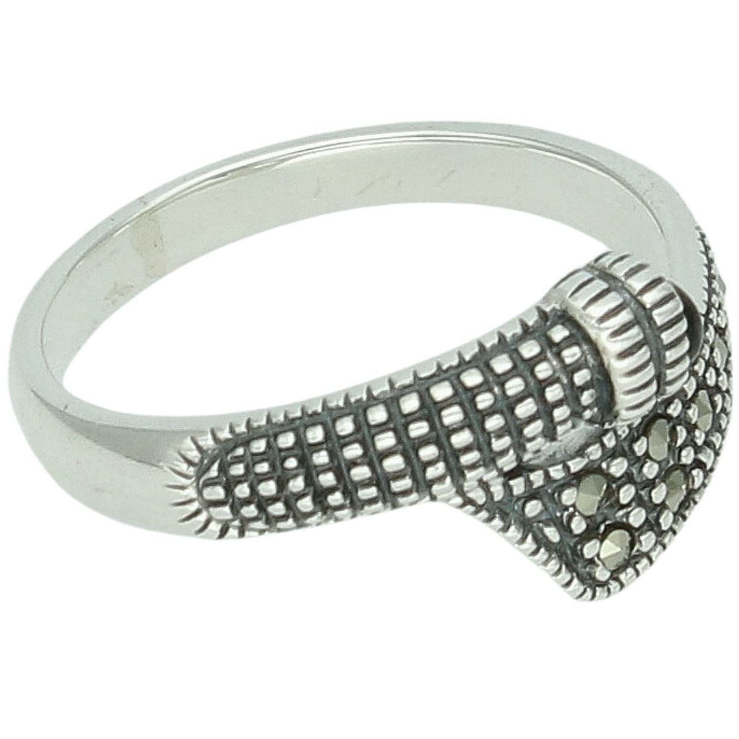 Srebrny Pierścionek Damski Próby 925 z Markazytami – Rozmiar 16.jpg