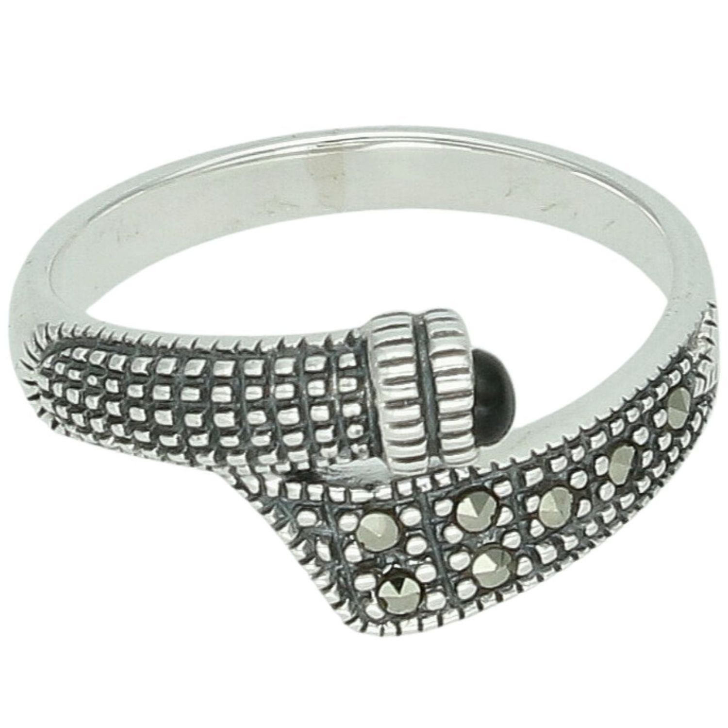 Srebrny Pierścionek Damski Próby 925 z Markazytami – Rozmiar 16.jpg