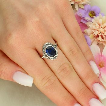 Srebrny pierścionek 925 z niebieską cyrkonią i markazytami DIA-PRS-14106-925 – styl vintage 17 mm (2).jpg