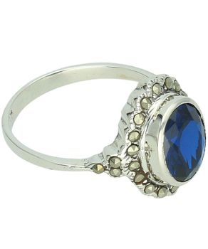 Srebrny pierścionek 925 z niebieską cyrkonią i markazytami DIA-PRS-14106-925 – styl vintage 17 mmd (2).jpg