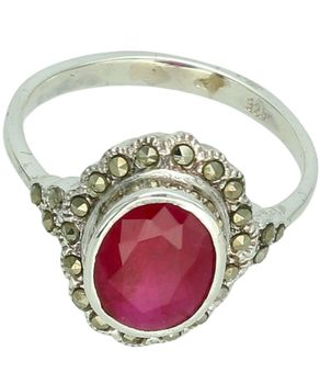 Srebrny pierścionek 925 z rubinem i markazytami – elegancja w stylu vintage DIA-PRS-14107-925as (1).jpg