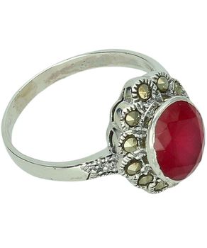 Srebrny pierścionek 925 z rubinem i markazytami – styl vintage, grawerowana szydffdna - DIA-PRS-14109-925 (2).jpg