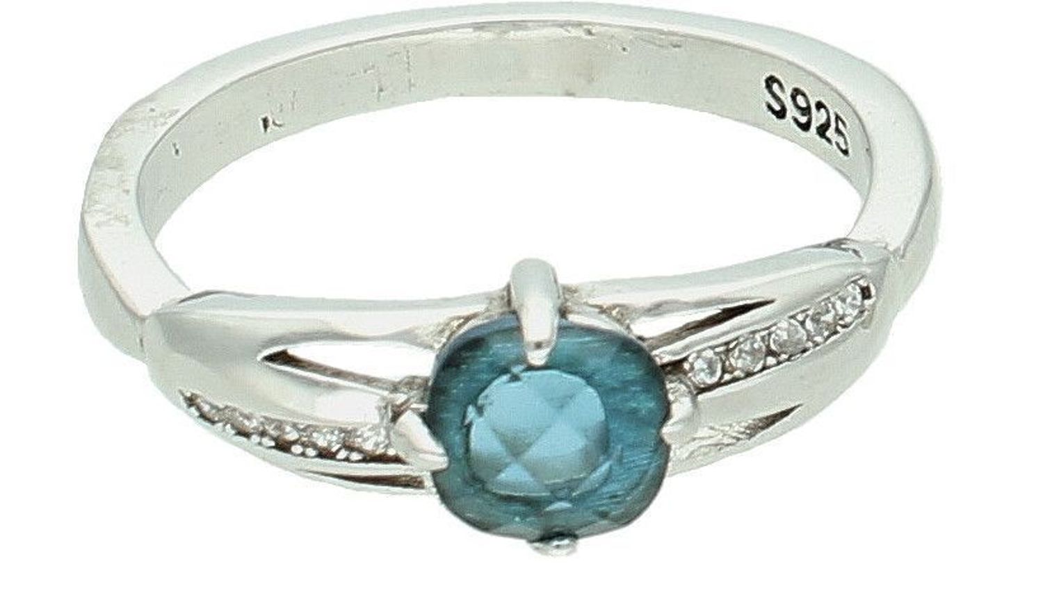 Srebrny pierścionek damski 925 z niebieską cyrkonią rozmiar 17 DIA-PRS-1430-925. Srebrny pierścionek damski. Pierścionek damski srebrny z cyrkonią. Pierścionek srebrny damski na prezent. (2).jpg