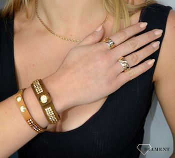 Złoty pierścionek szeroki 585 piękna grawerowana pancerka DIA-PRS-1724-585 💎 Złoty pierścionek o nowoczesnym wyglądzie  (4).JPG