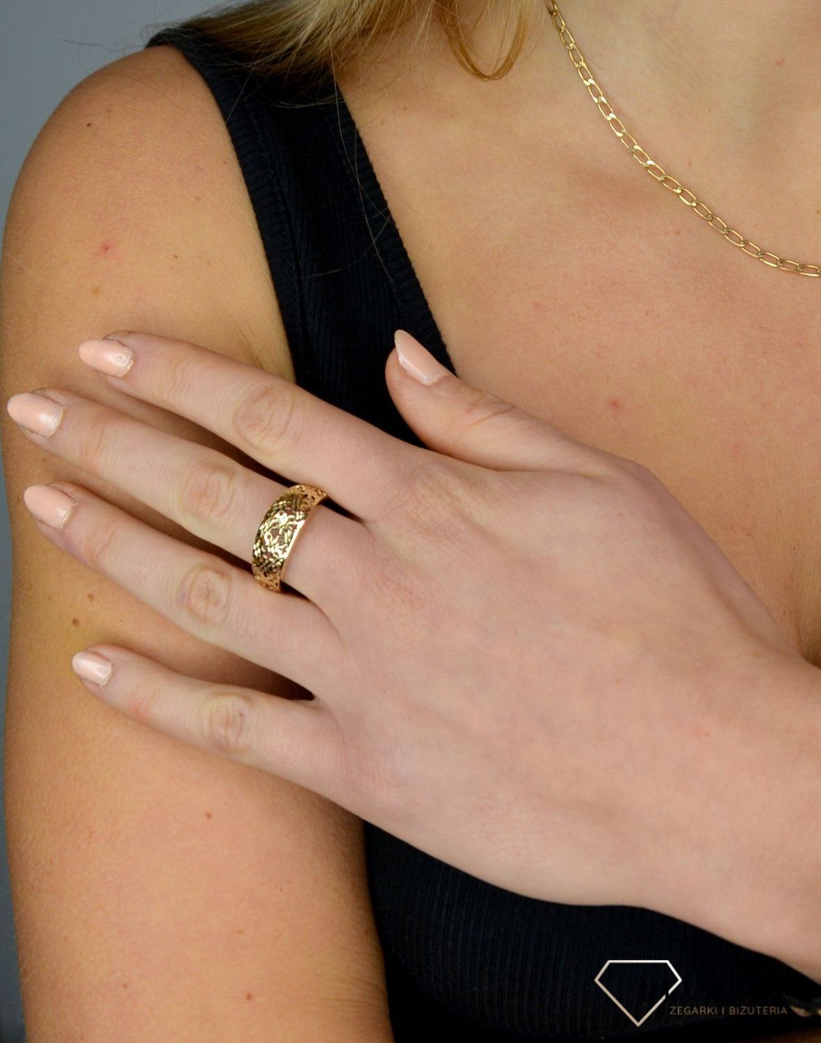 Pierścionek złoty 585 'Ażurowe Lilao' DIA-PRS-1726-585.jpg