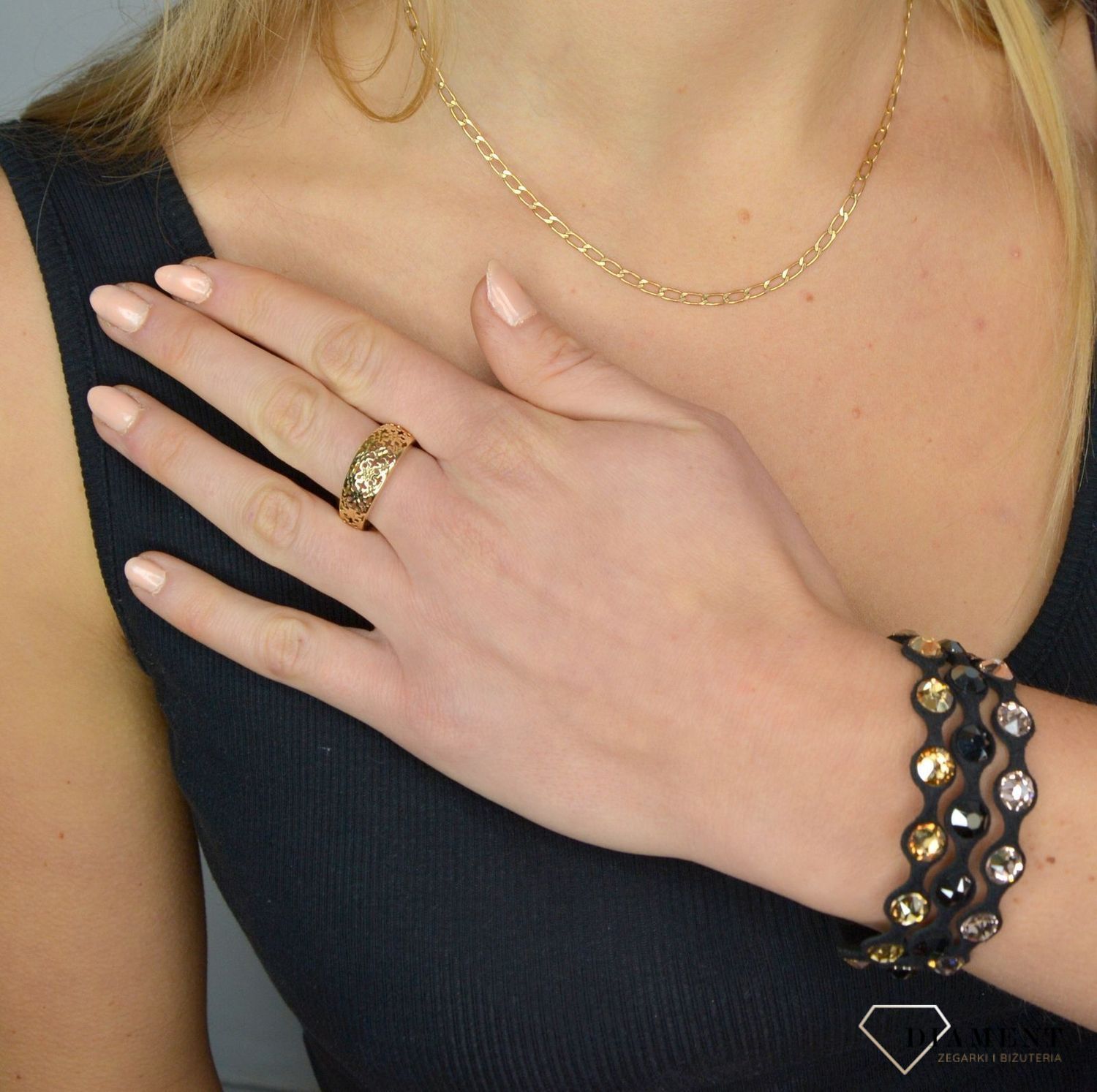 Pierścionek złoty 585 'Ażurowe Lilao' DIA-PRS-1726-585.jpg