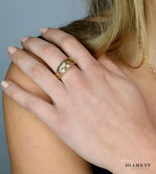 Pierścionek złoty 585 'Ażurowe Lilao' DIA-PRS-1726-585 to piękny pierścionek ze złota próby 585 ✓ żółte złoto✓ Prezent  (6).JPG