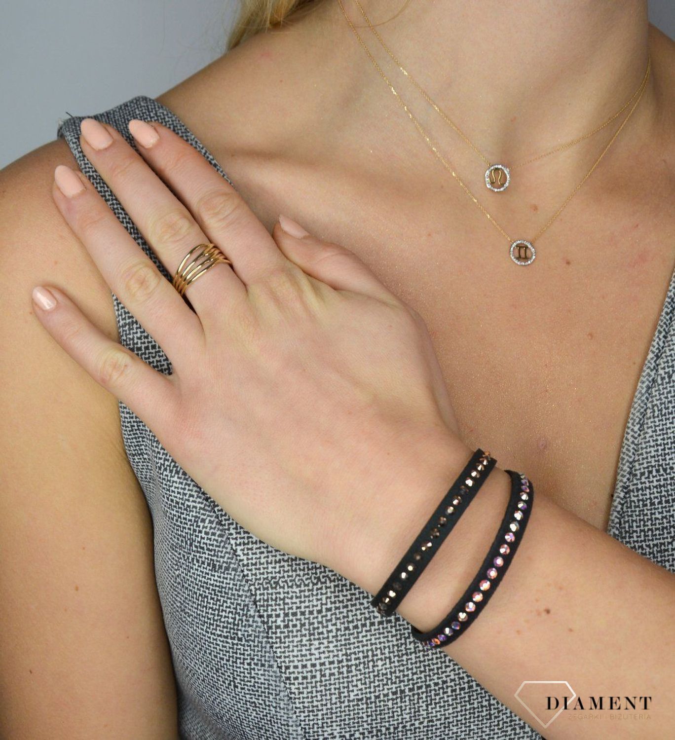 Złoty pierścionek 585 'złota plecionka' DIA-PRS-1727-585.jpg