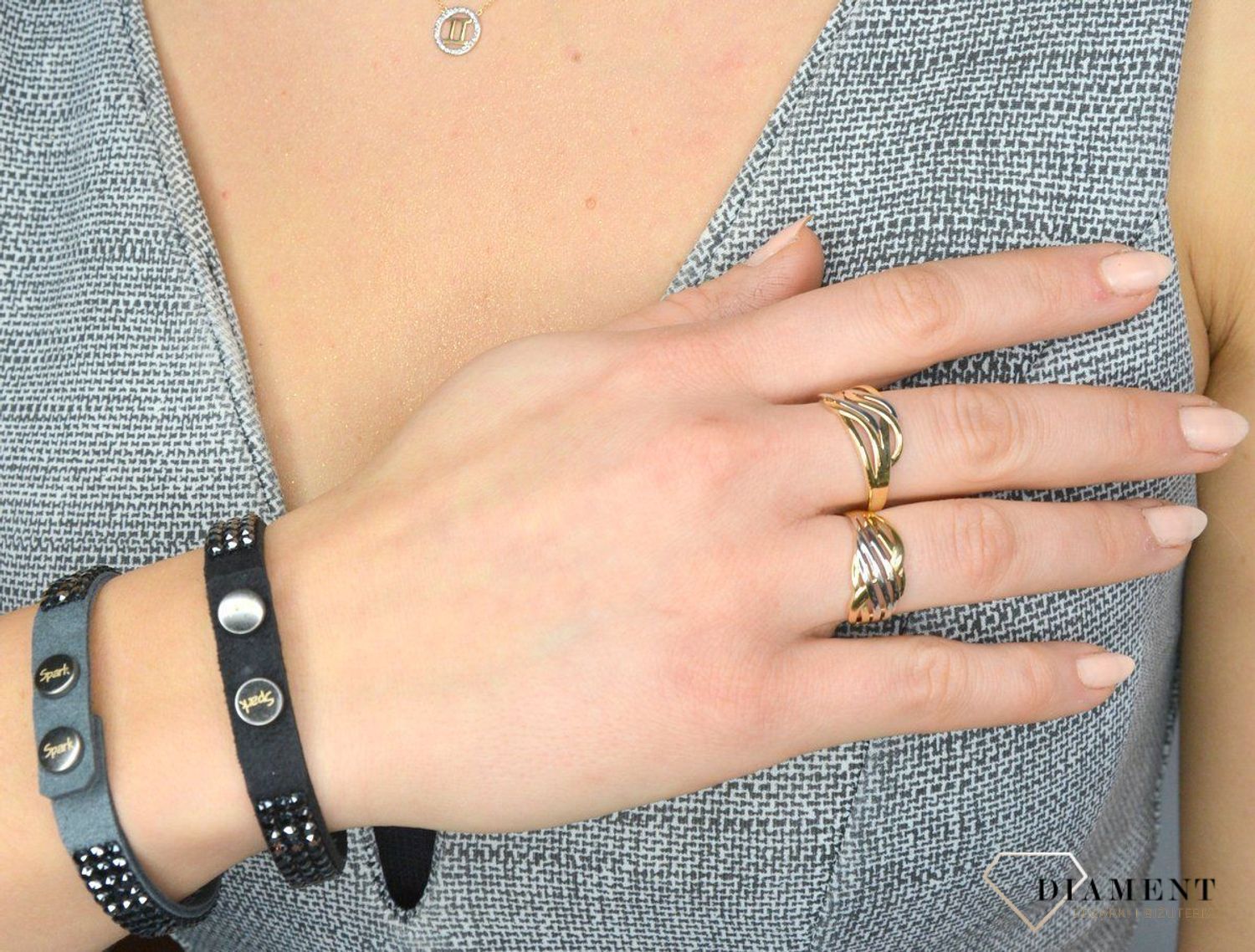 Złoty pierścionek 585 żółte i białe złoto DIA-PRS-1730-585.jpg