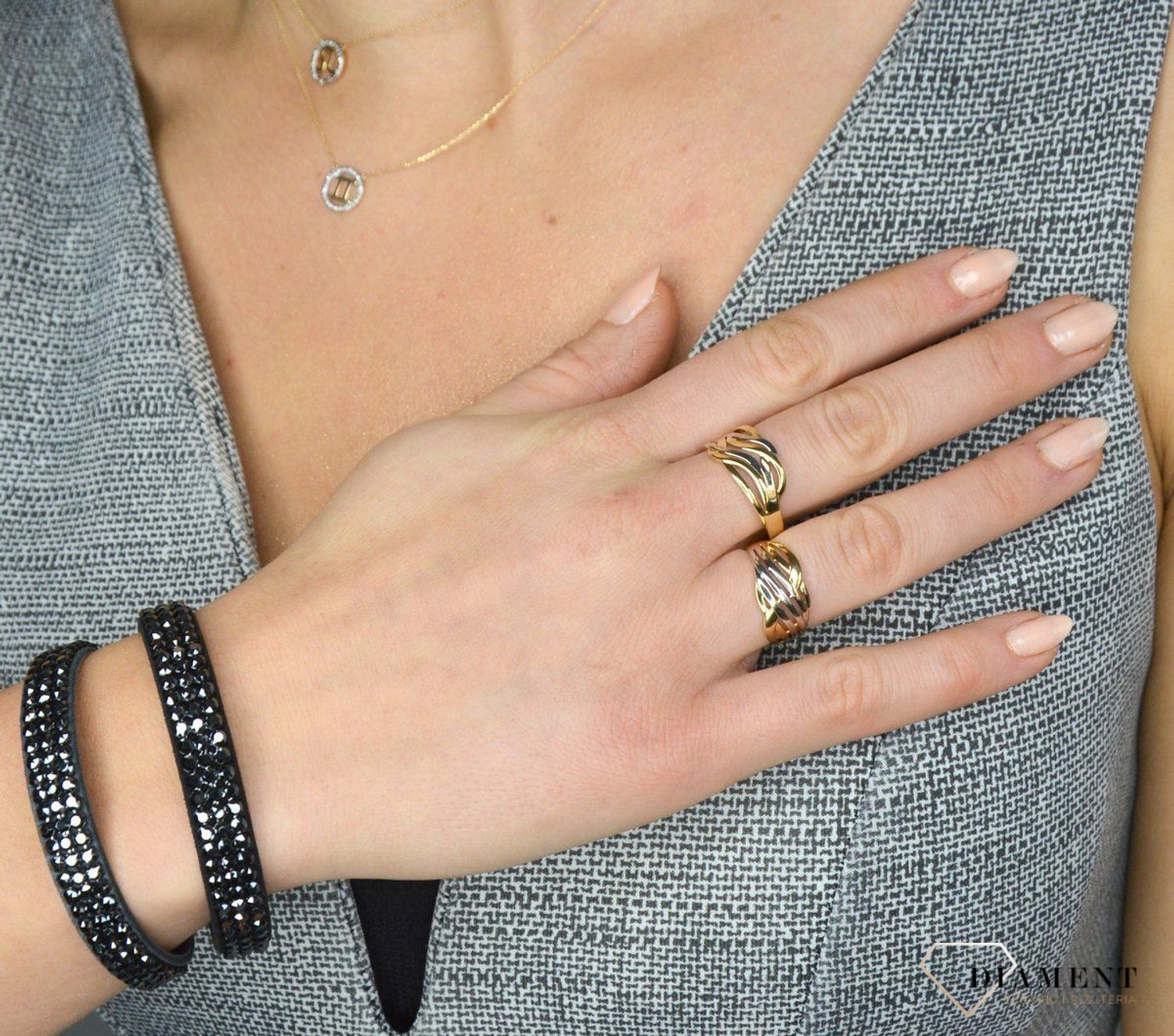 Złoty pierścionek 585 żółte i białe złoto DIA-PRS-1730-585.jpg