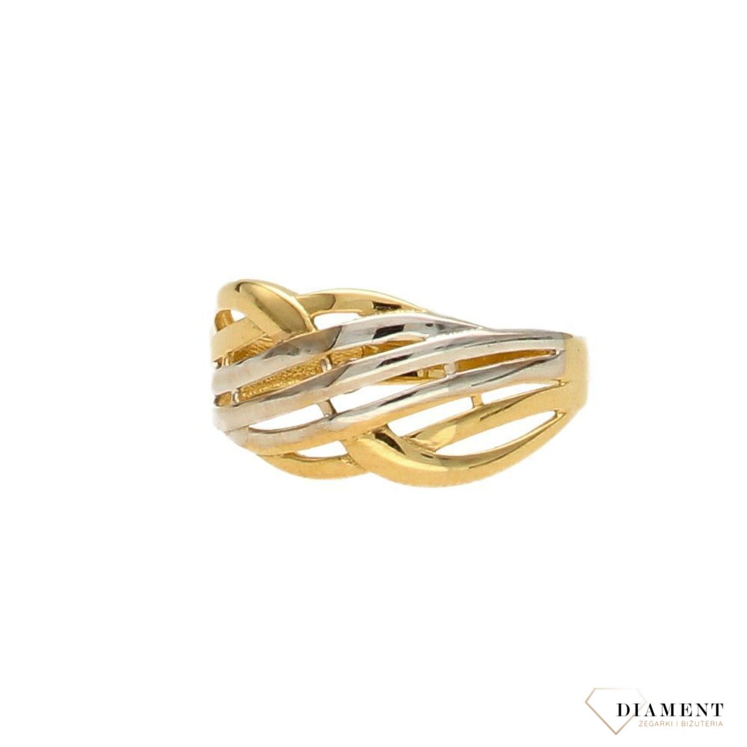 Złoty pierścionek 585 żółte i białe złoto DIA-PRS-1730-585.jpg