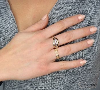 Złoty pierścionek 585 obrączka z serduszek wykonany ze złota próby 585 DIA-PRS-1733-585 ✓Prezent dla ukochanej ✓Złote Pierścionki (5).JPG