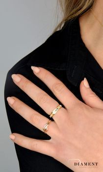Złoty pierścionek obrączka 585 różaniec z krzyżem z białego złota DIA-PRS-1778-585 💎 Złoty pierścionek z motywem różańca 💎 (4).JPG