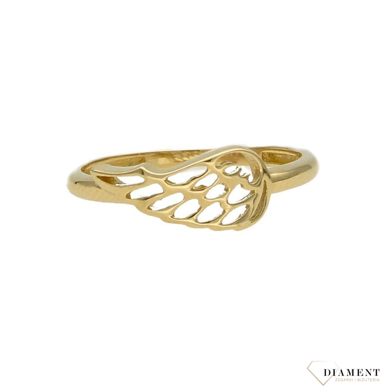 Złoty pierścionek 585 skrzydełko 'Fredom' DIA-PRS-1779-585.jpg
