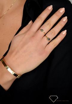 Złoty pierścionek 585 czarne cyrkonie DIA-PRS-1784-585 💎 Złoty pierścionek wykonany z najwyższej jakości złota próby 585 (5).JPG