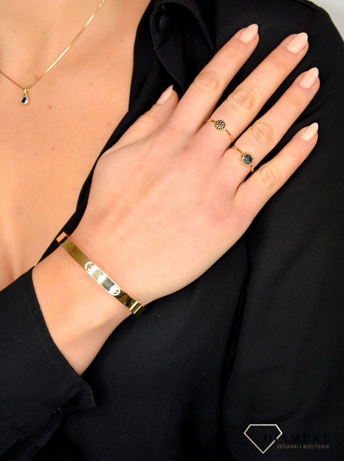 Złoty pierścionek 585 czarne cyrkonie DIA-PRS-1784-585.jpg