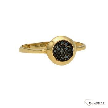 Złoty pierścionek 585 czarne cyrkonie w złotej oprawie DIA-PRS-1785-585.jpg