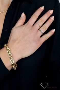 Złoty pierścionek 585 obrączka biała cyrkonia DIA-PRS-1787-585 💎 Złoty pierścionek wykonany z najwyższej jakości złota próby 585  (3).JPG