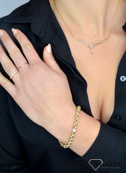 Złoty pierścionek 585 obrączka, różowe cyrkonie DIA-PRS-1789-585 💎 Złoty pierścionek wykonany z najwyższej jakości złota próby 585 💎 Złoty pierścionek obrączka oz (3).JPG