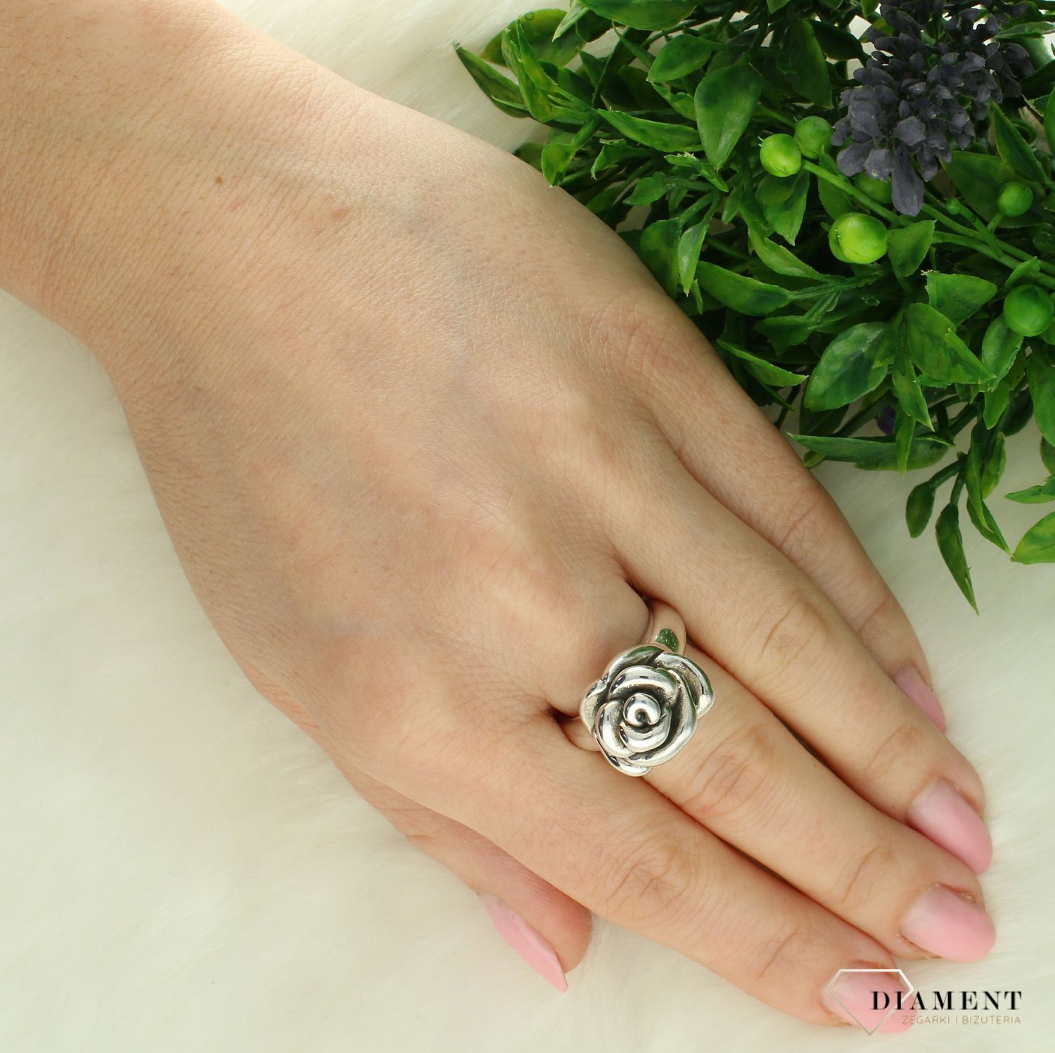 Srebrny pierścionek damski 925 duża Róża DIA-PRS-19524R-925. Srebrny pierścionek damski. Pierścionek srebrny z różą dla kobiety. Srebrny pierścionek damski na prezent. 1.jpg
