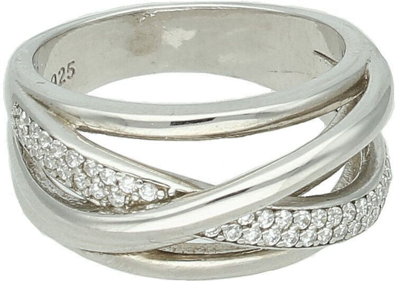 Srebrny pierścionek damski 925 szeroki wysadzany cyrkoniami DIA-PRS-2266-925.  Srebrny pierścionek damski. Pierścionek srebrny dla kobiety. Srebrny pierścionek damski na prezent. Szeroki pierścionek obrączka..jpg