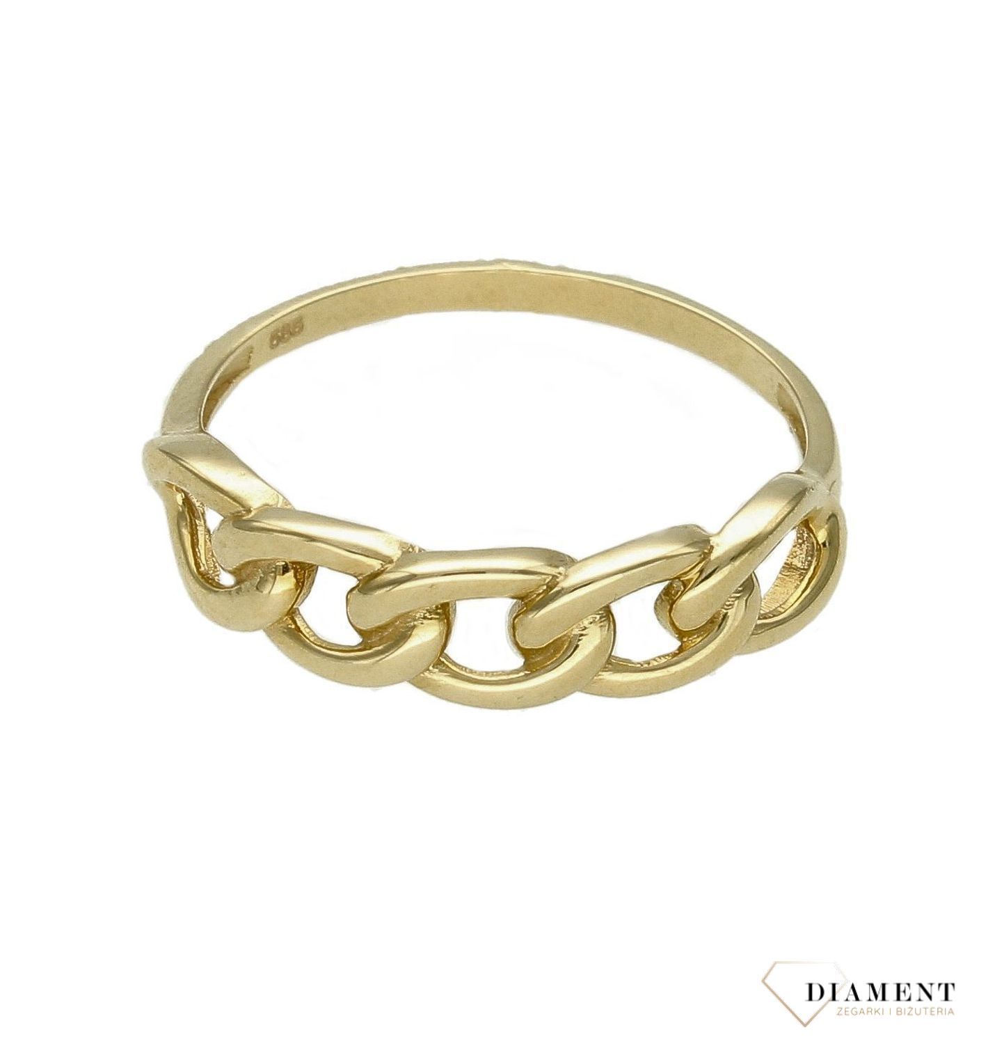 Złoty pierścionek damski 585 Złączone ogniwka.jpg