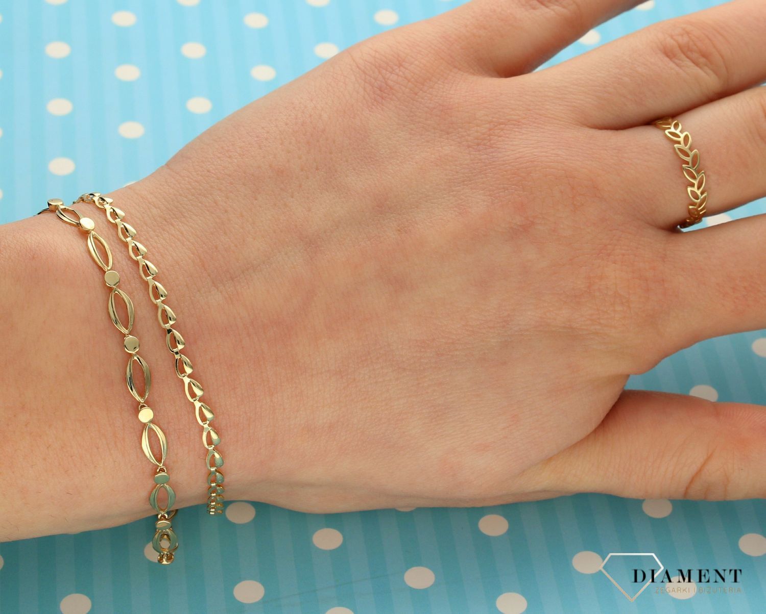 Złoty pierścionek 585 delikatne listki DIA-PRS-2673-585.jpg