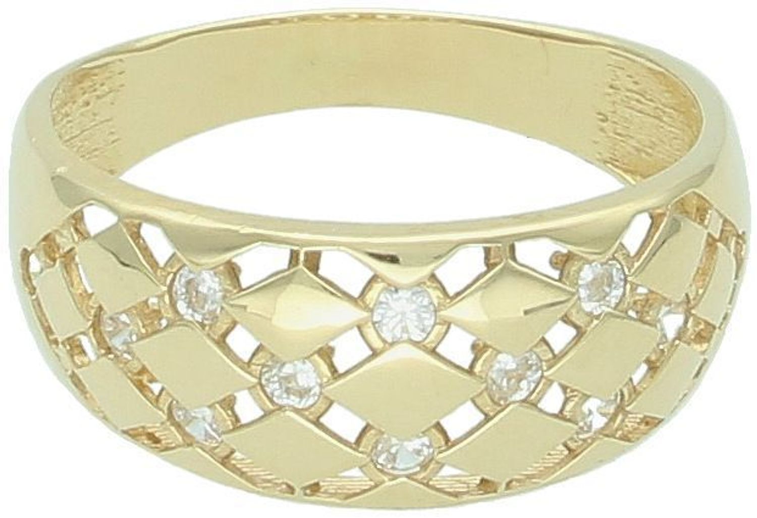Złoty pierścionek damski ażurowy z błyszczącymi cyrkoniami, próba 585. Model DIA-PRS-2699-585, rozmiar 16, waga 2,51 g. Elegancki, kobiecy i idealny na prezent!1.jpg