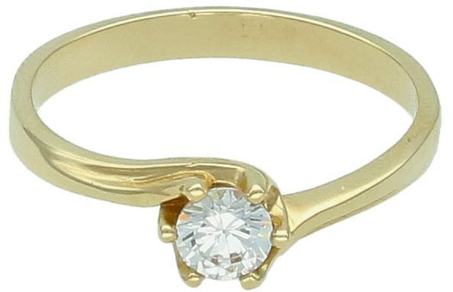 Pierścionek złoty 585 zaręczynowy z dużą cyrkonią DIA-PRS-2710-585  to złoty damski pierścionek wykonany z wysokiej próby żółtego złota 585. Idealna biała cyrkonia we wzorze 1.jpg