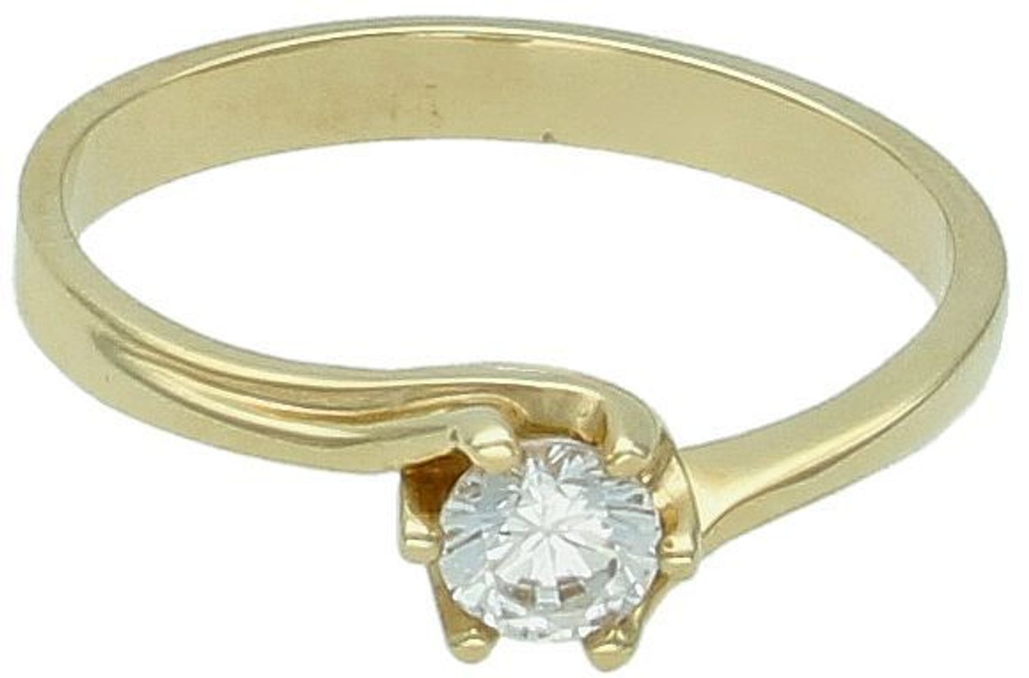 Pierścionek złoty 585 zaręczynowy z dużą cyrkonią DIA-PRS-2710-585  to złoty damski pierścionek wykonany z wysokiej próby żółtego złota 585. Idealna biała cyrkonia we wzorze 1.jpg