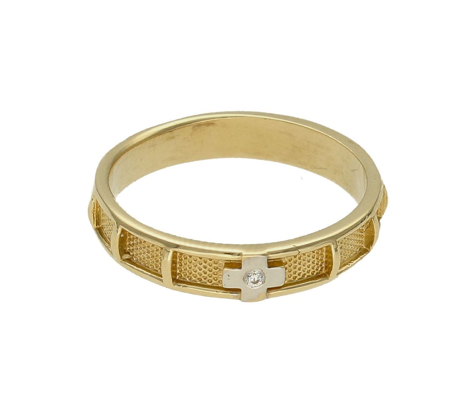 Złoty pierścionek obrączka 585 różaniec  DIA-PRS-2711-585.jpg