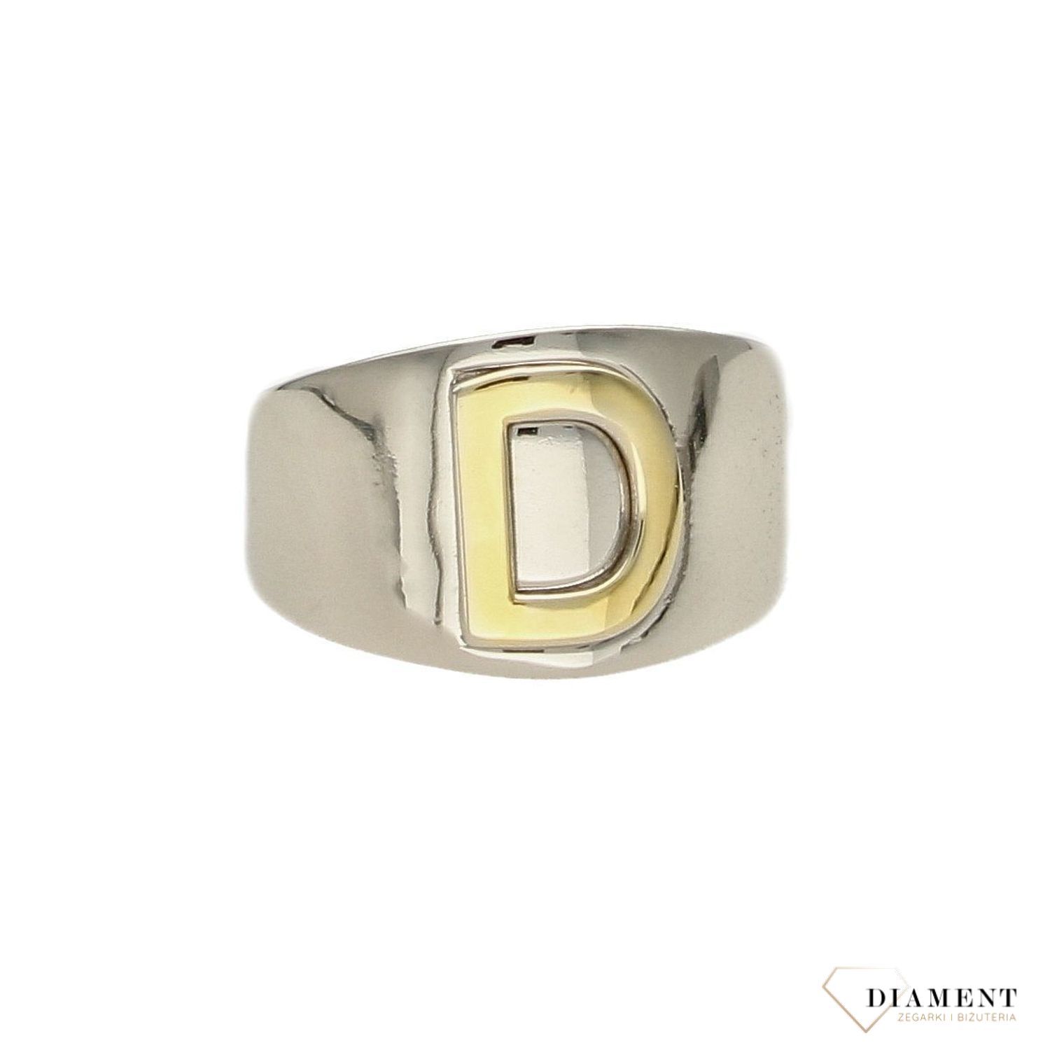 Pierścionek srebrny sygnet ze złotą literką D DIA-PRS-2795D-925 (2).jpg
