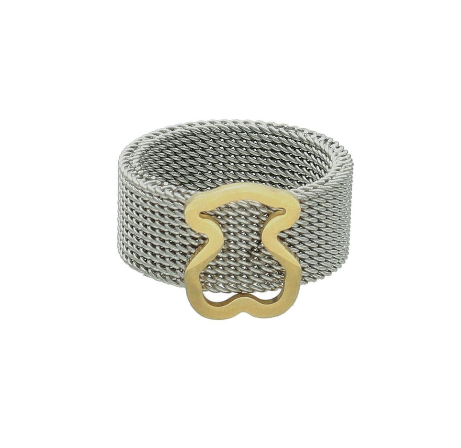 Stalowy pierścionek srebrna obrączka 'Tuos' rozmiar 12 DIA-PRS-2907-INNE. Stalowy pierścionek damski. Pierścionek ze stali szlachetnej. Pierścionek stalowy w srebrnym kolorze. Złota obrączka ze stali z popularnym wzorem misia Tuos (1.jpg