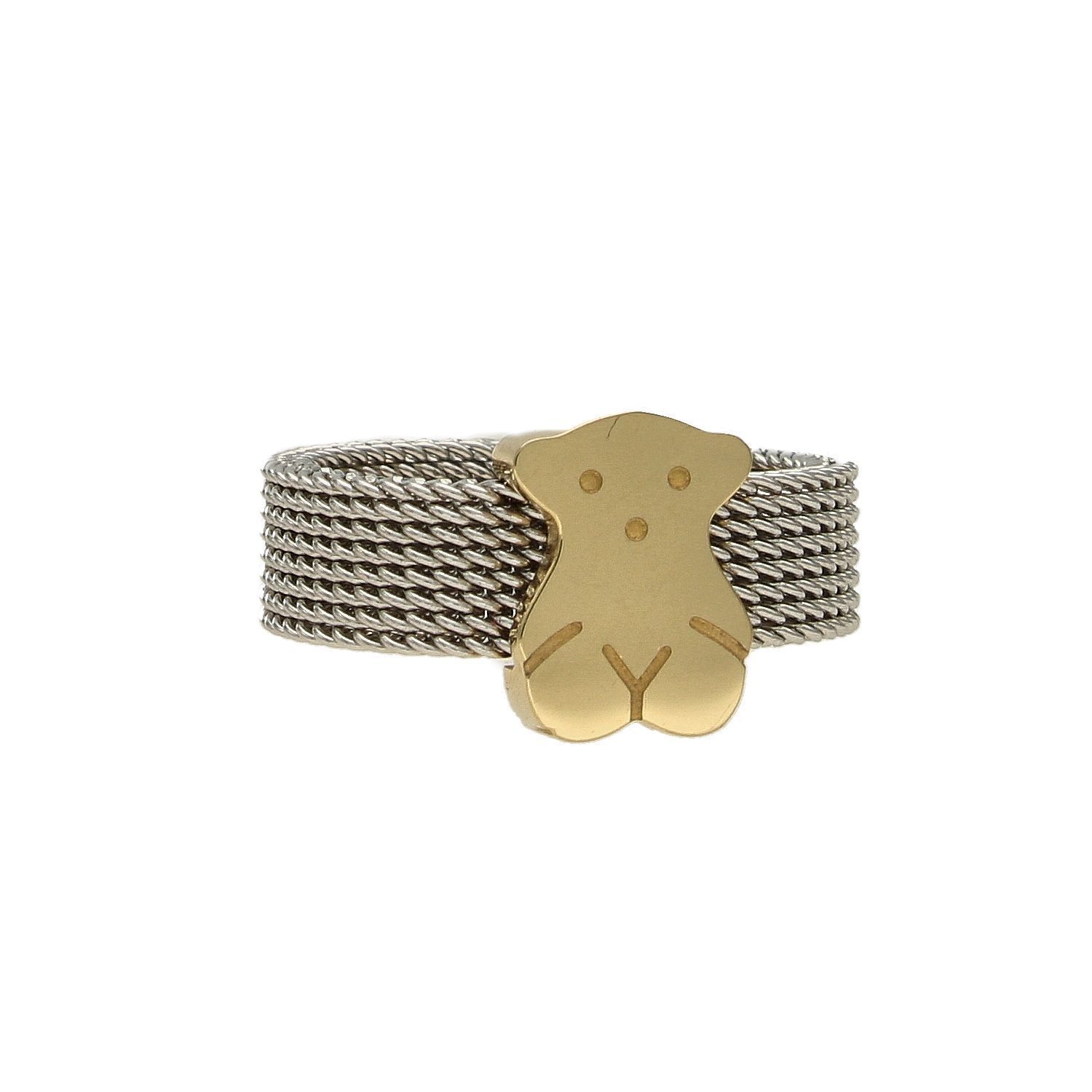 Stalowy pierścionek srebrny z pozłacanym misiem DIA-PRS-2909-INNE (2).jpg