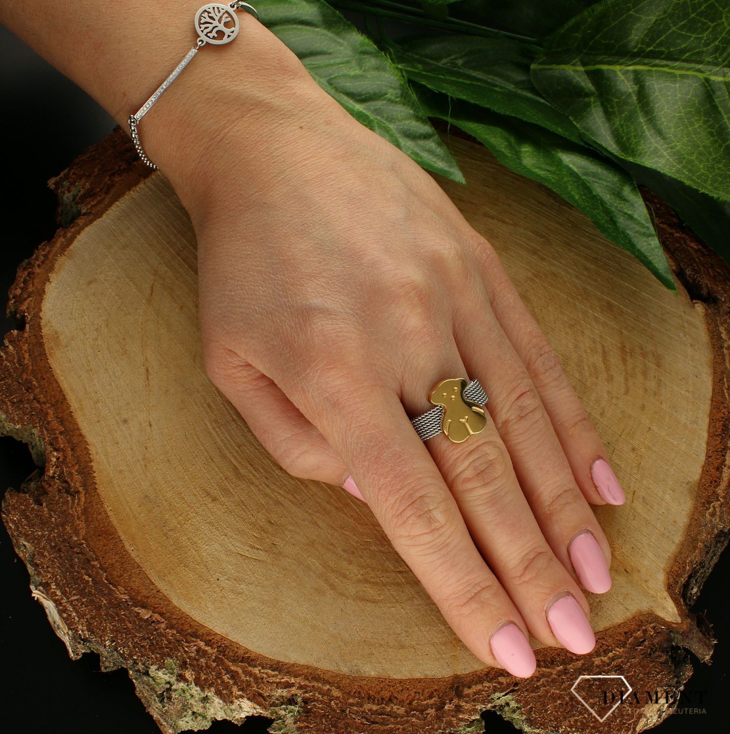 Pierścionek Stalowy pierścionek srebrna obrączka 'Tuos' Miś DIA-PRS-2909-MIS (1).jpg