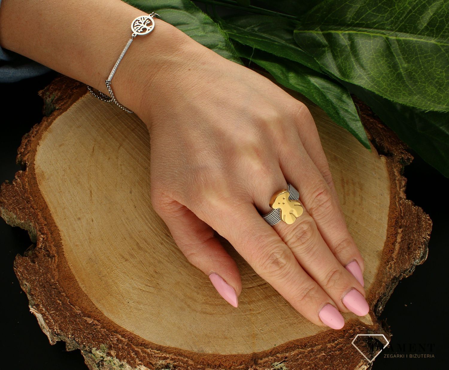 Pierścionek Stalowy pierścionek srebrna obrączka 'Tuos' Miś DIA-PRS-2909-MIS (1).jpg