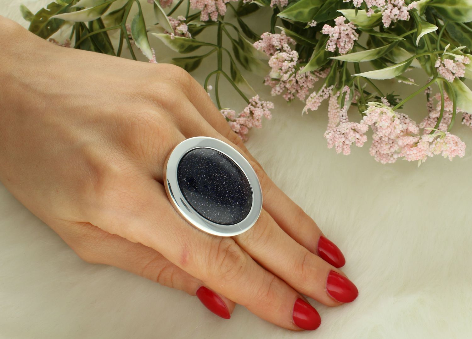 Pierścionek srebrny owalny noc kairu próba 925, DIA-PRS-2930-925 Pierścionek srebrny z dużym oczkiem Noc Kairu wykonany z wysokiej jakości srebra próby 925 z dbałością o każdy szczegół.1.jpg