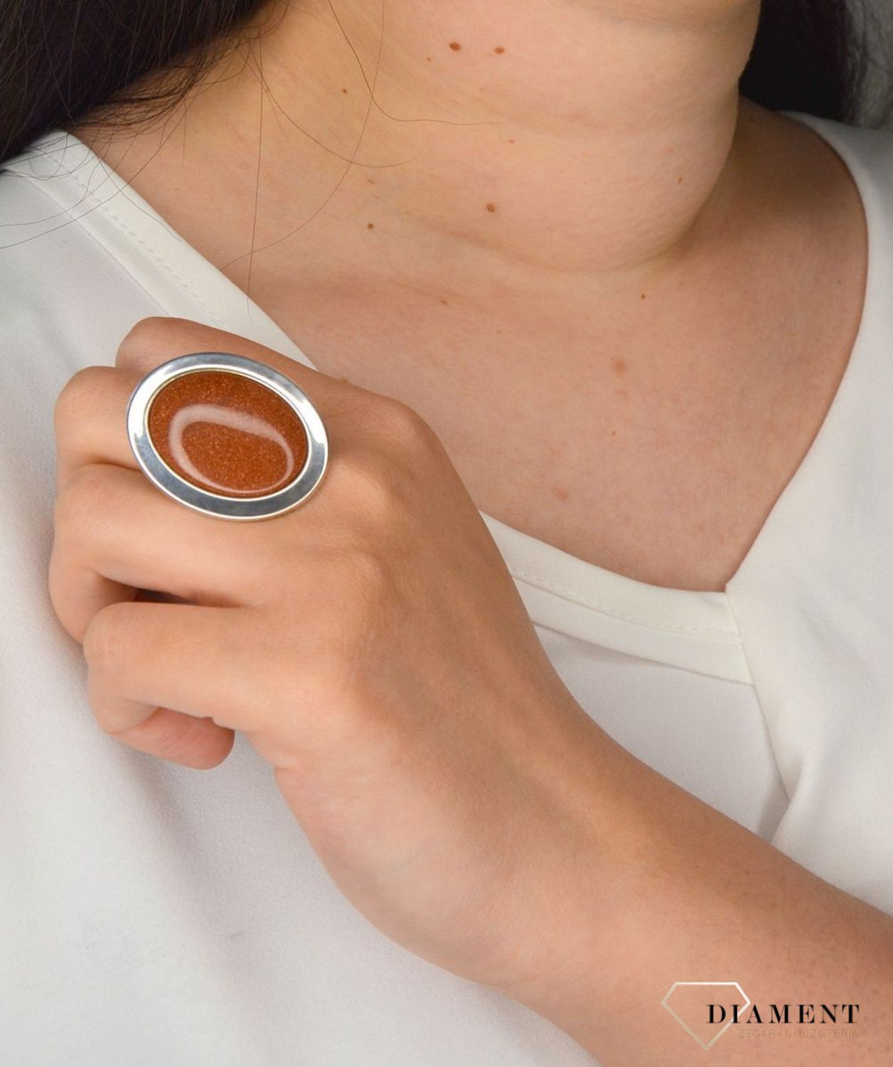 Srebrny pierścionek z kamieniem piasek pustyni DIA-PRS-2932-925.jpg